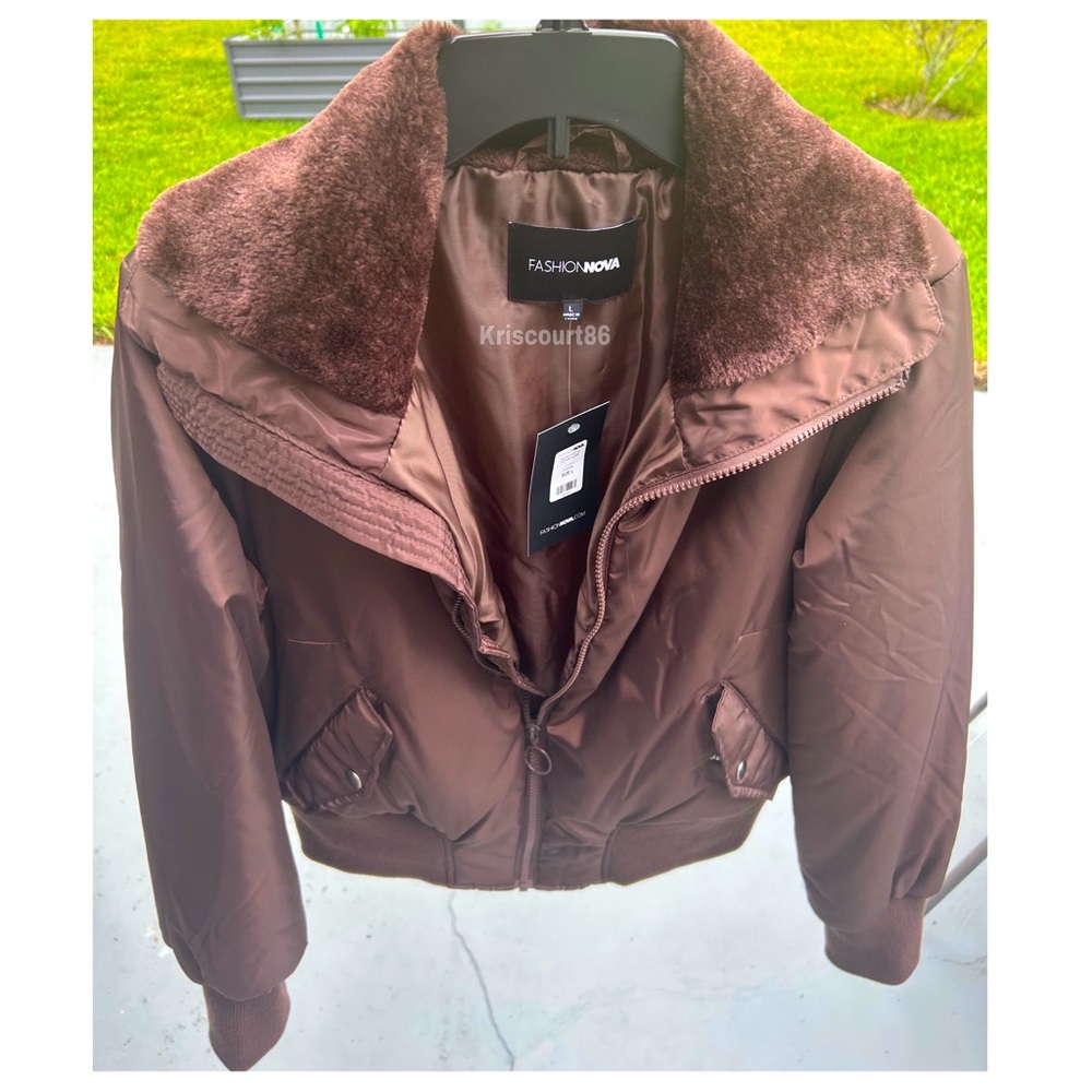 Women’s Chocolate Brown Bomber Puffer Jacket NEW WITH TAGS - Picture 6 of 16